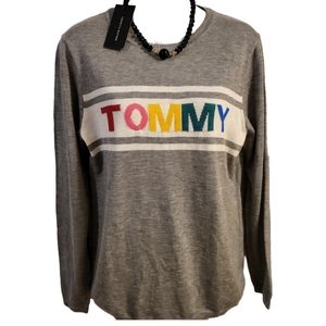 NEW~Tommy Hilfiger Acrylic Longsleeve w/Multi-color Letters sz M (retail$79.50)